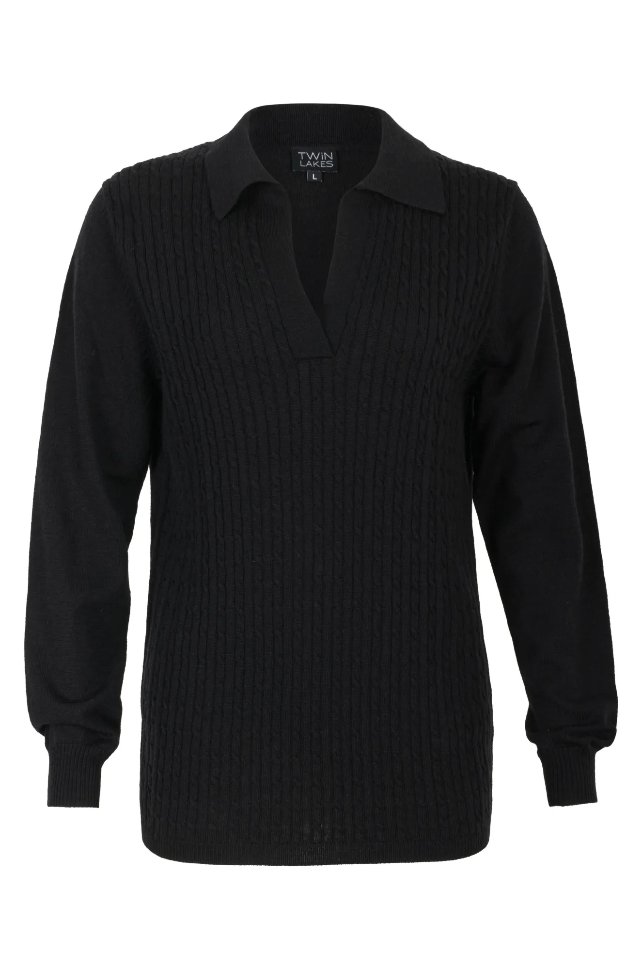 100% Merino Polo Jumper | BLACK | 0823ZZ