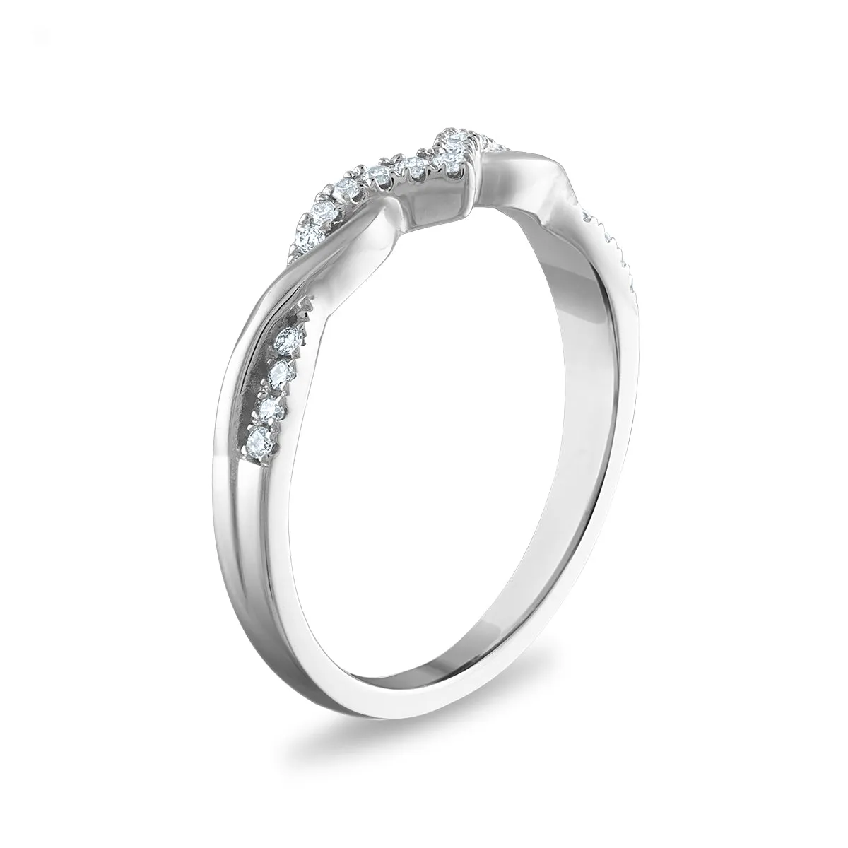 1/10 CTW Diamond Anniversary Twist Ring in 10KT White Gold