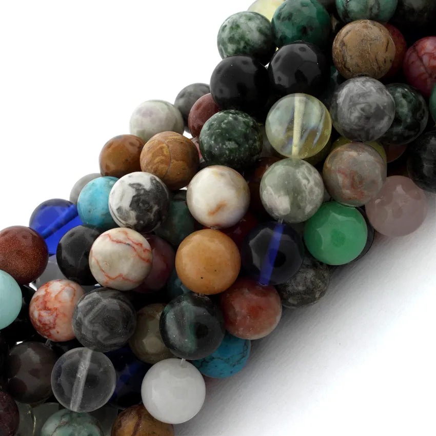 12mm Plain Round Multi-Stones Gem Stone Beads