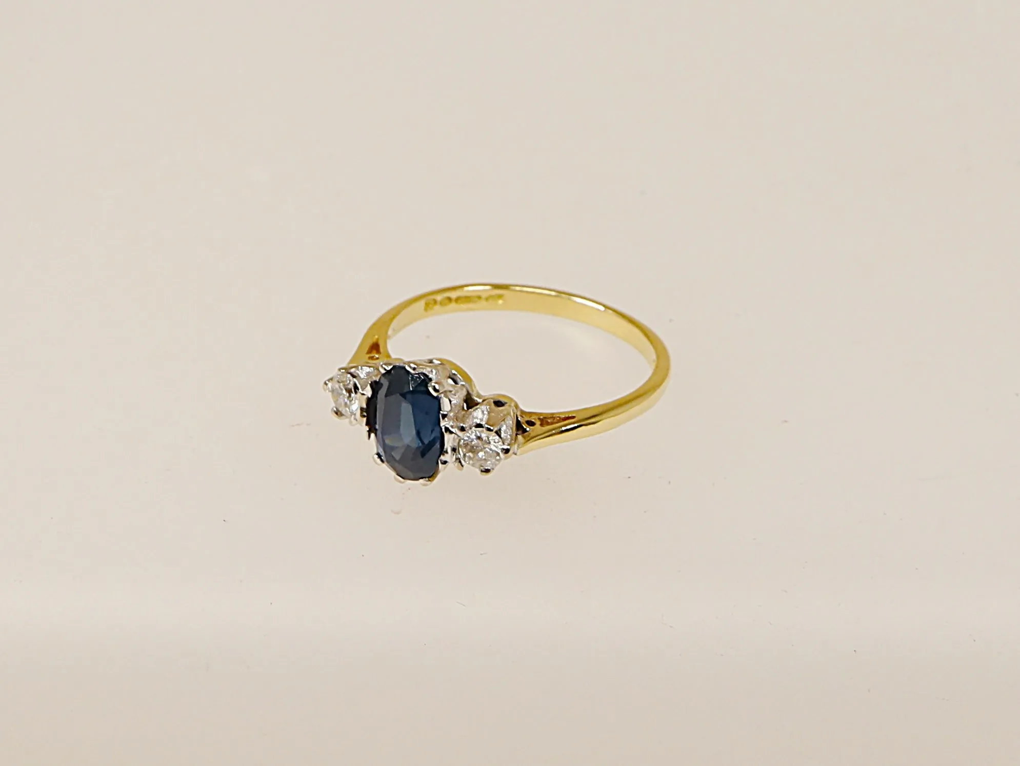 18ct Gold Sapphire and Diamond Trilogy Ring