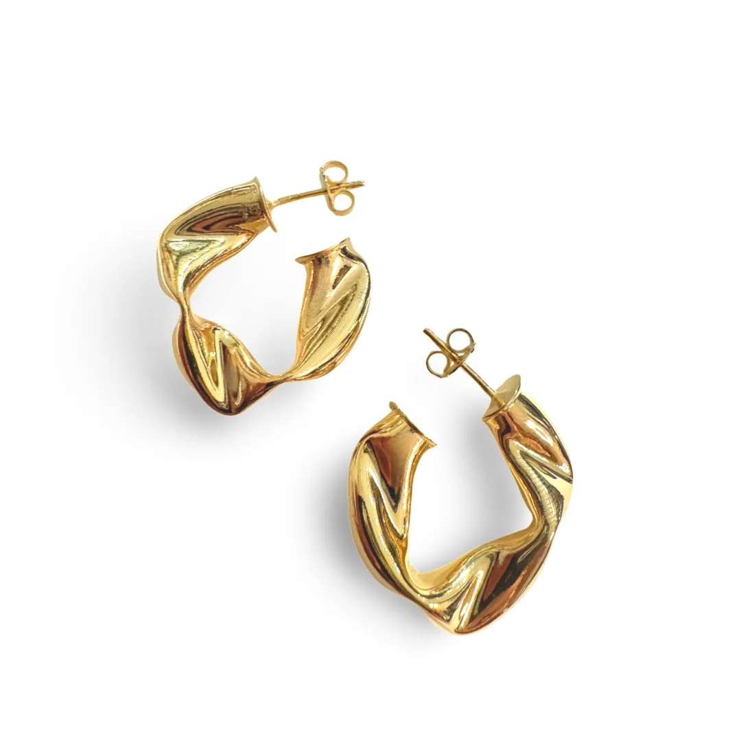 18K Gold Filled Krinkle Hoops