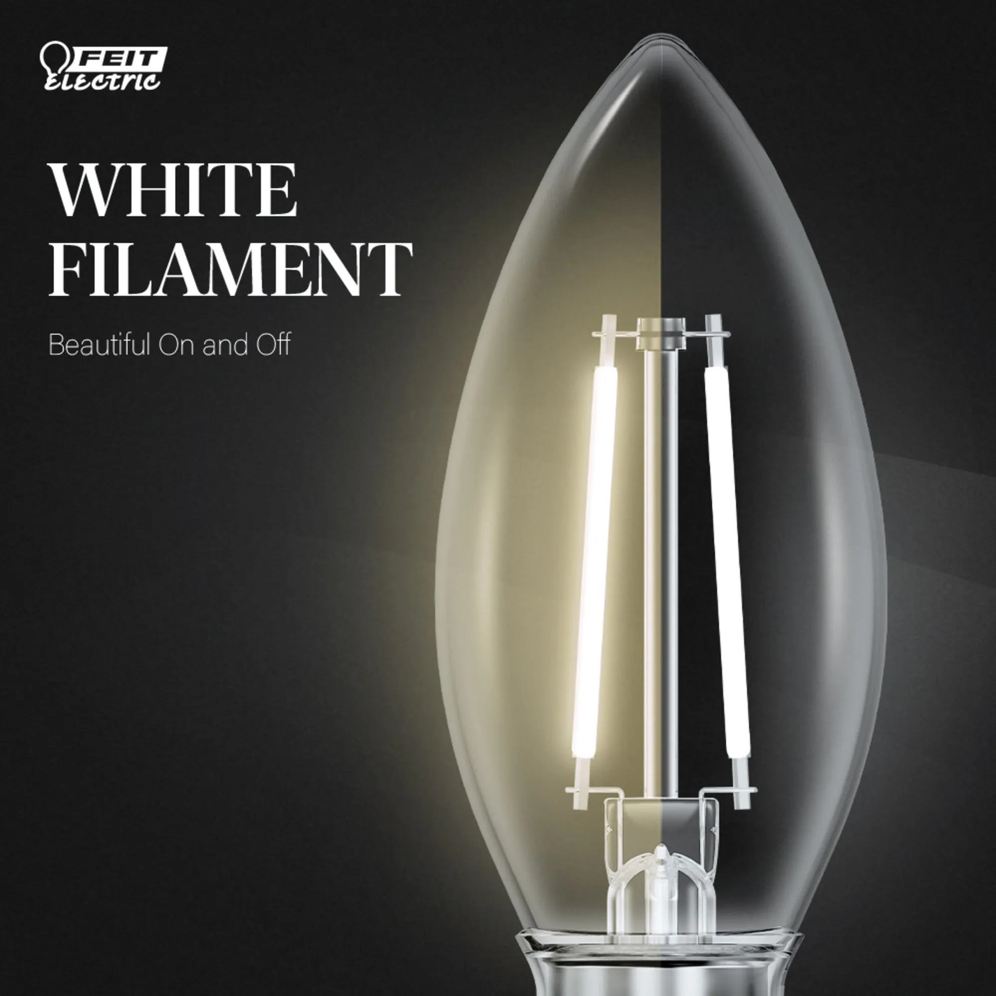 2.2W (25W Replacement) Soft White (2700K) B10 Shape (E12 Base) Torpedo Tip Exposed White Filament LED Bulb (3-Pack)