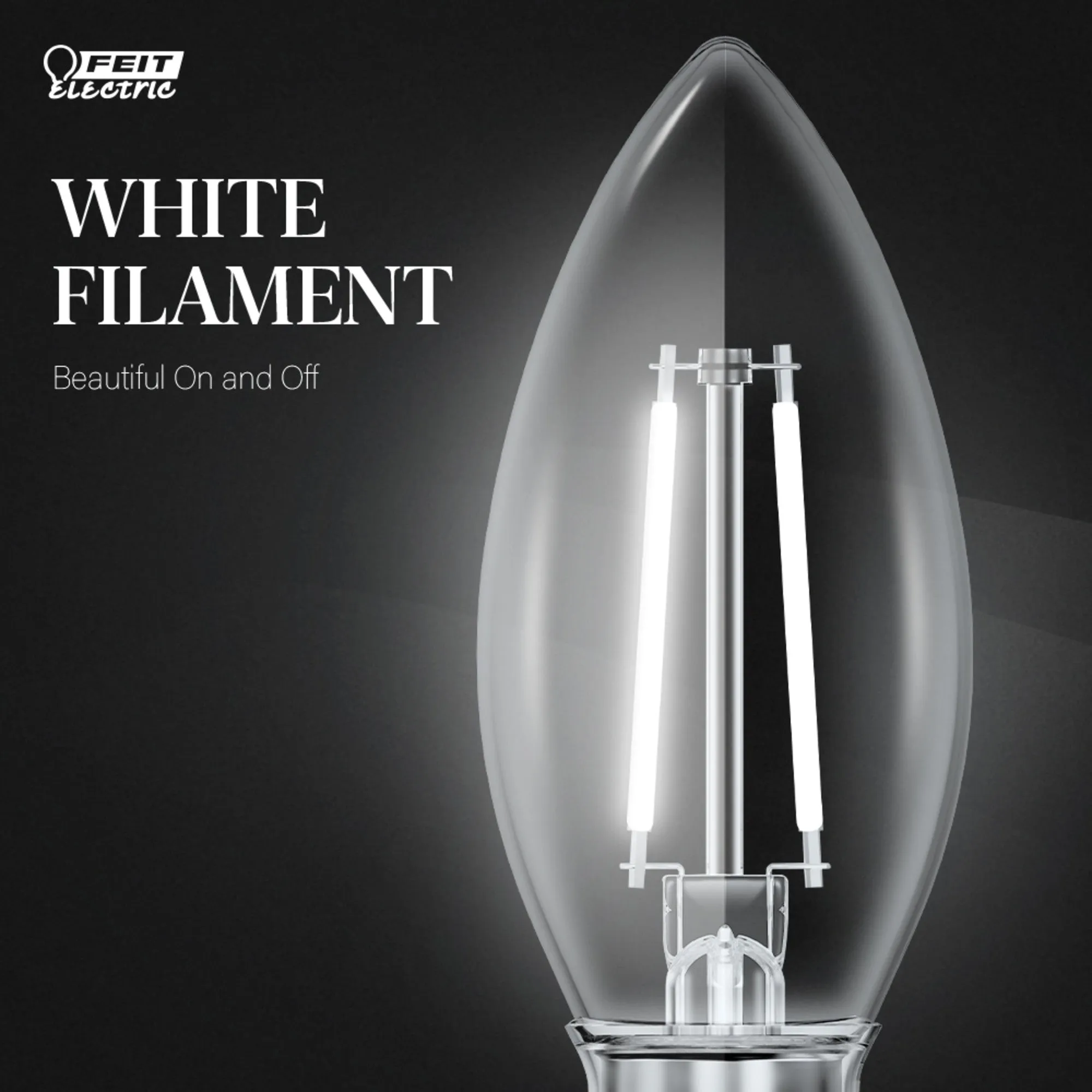 3.3W (40W Equivalent) Daylight White (5000K) B10 (E26 Base) Torpedo Tip Exposed White Filament LED Bulb (2-Pack)