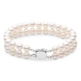 7.5-8.0 mm White Freshwater AA  Pearl Double Strand Bracelet