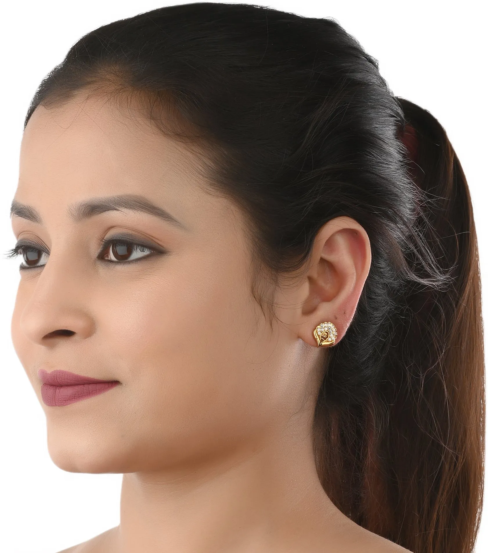 AanyaCentric Gold-plated Jewelry Combo: Elegant Short Mangalsutra, Finger Ring, and American Diamond Earrings Set