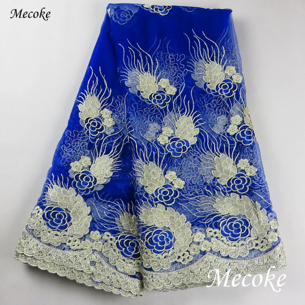 African Lace Fabric blue Nigerian French Fabric 2019