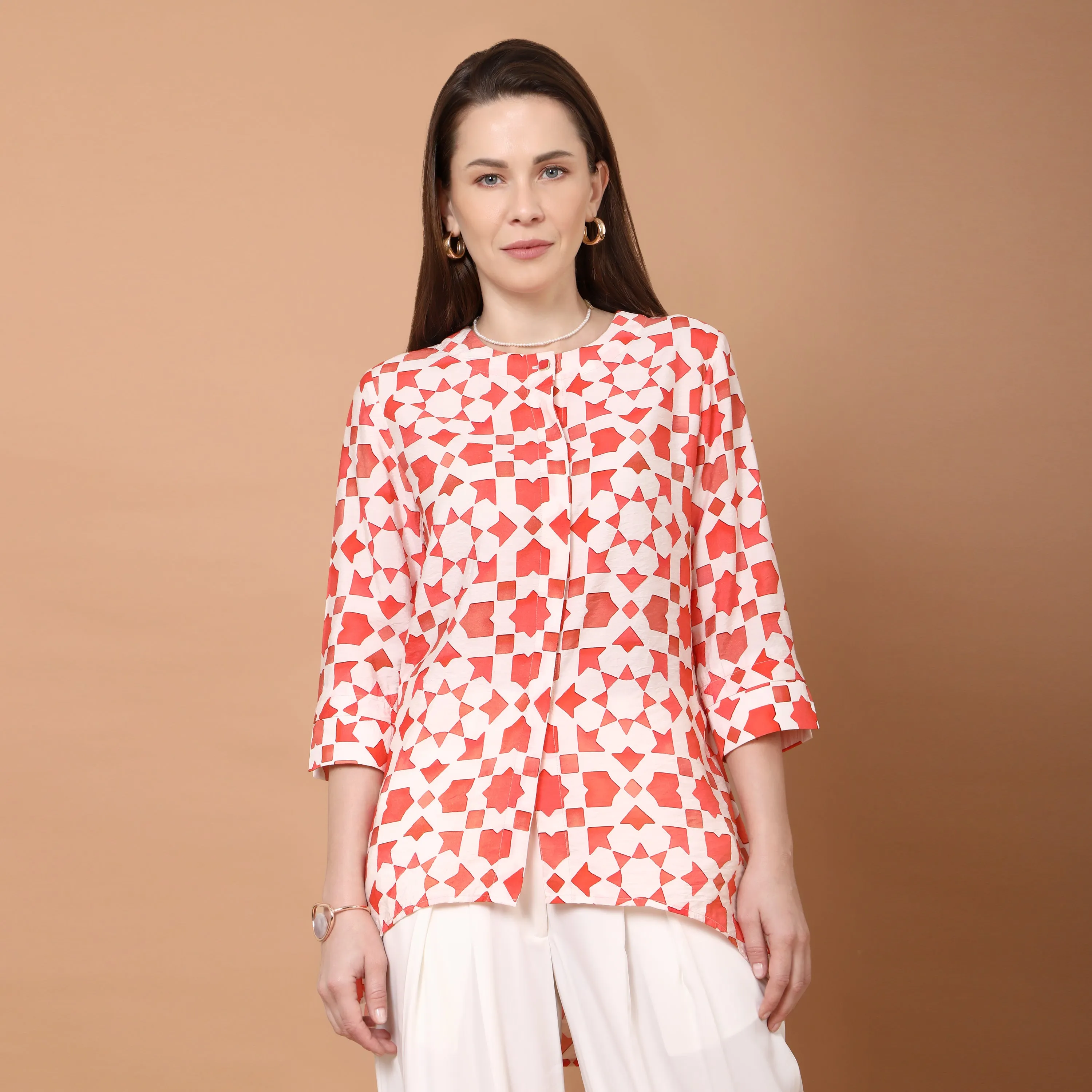 Akira geometric printed top