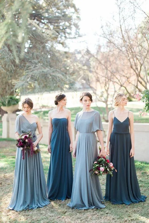 Alluring Chiffon Sweep Train A-line Bridesmaid Dresses With Pleats BD072