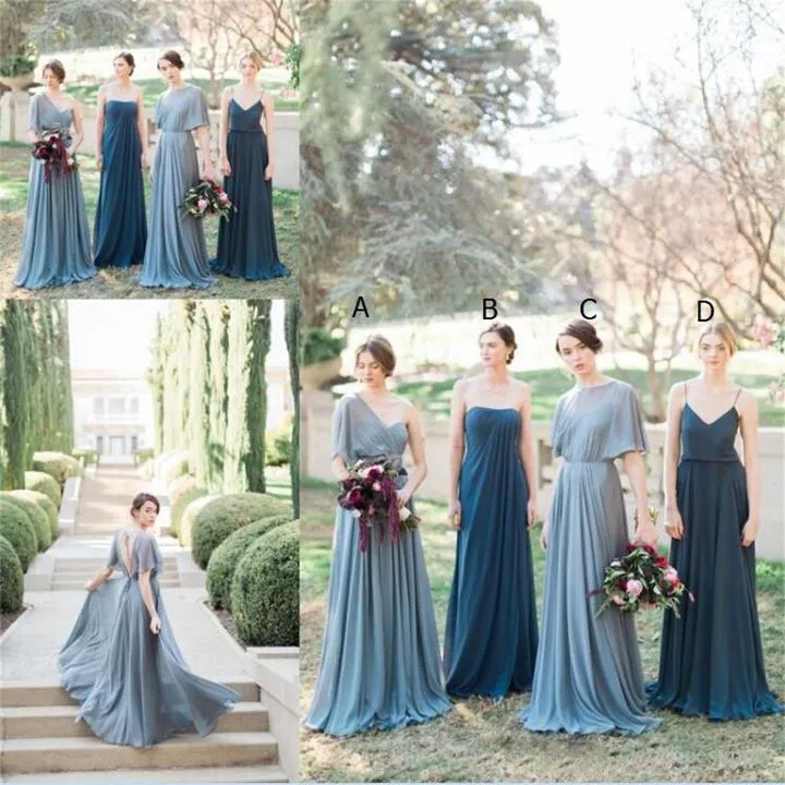 Alluring Chiffon Sweep Train A-line Bridesmaid Dresses With Pleats BD072