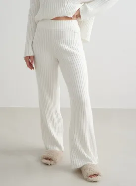 Almond White Rib Knit Pants