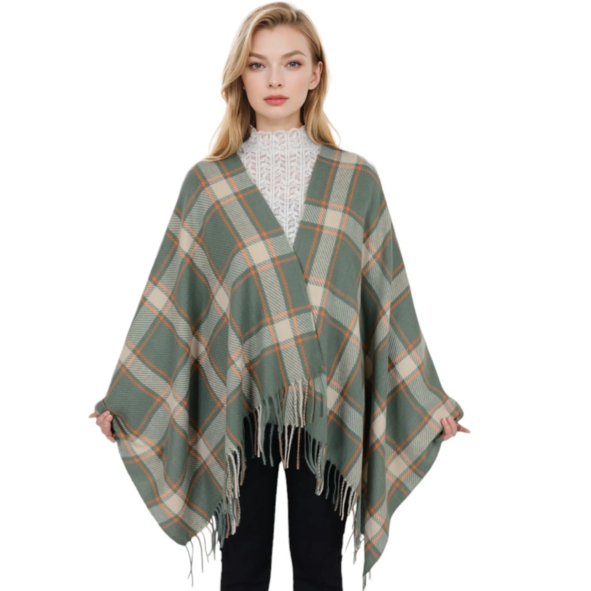 Anna-Kaci Classic Plaid Winter Scarf Cashmere Feel Checked Fringe Wrap Shawls for Women