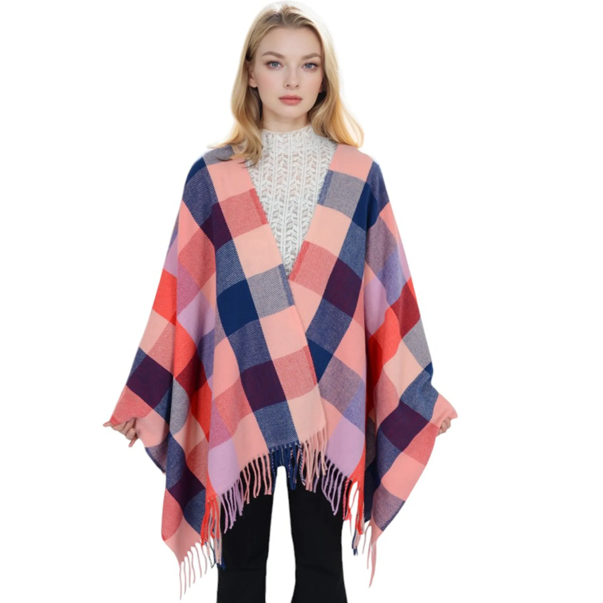 Anna-Kaci Women's Classic Plaid Fringe Scarf Soft Cashmere Feel Winter Checked Wrap Shawls