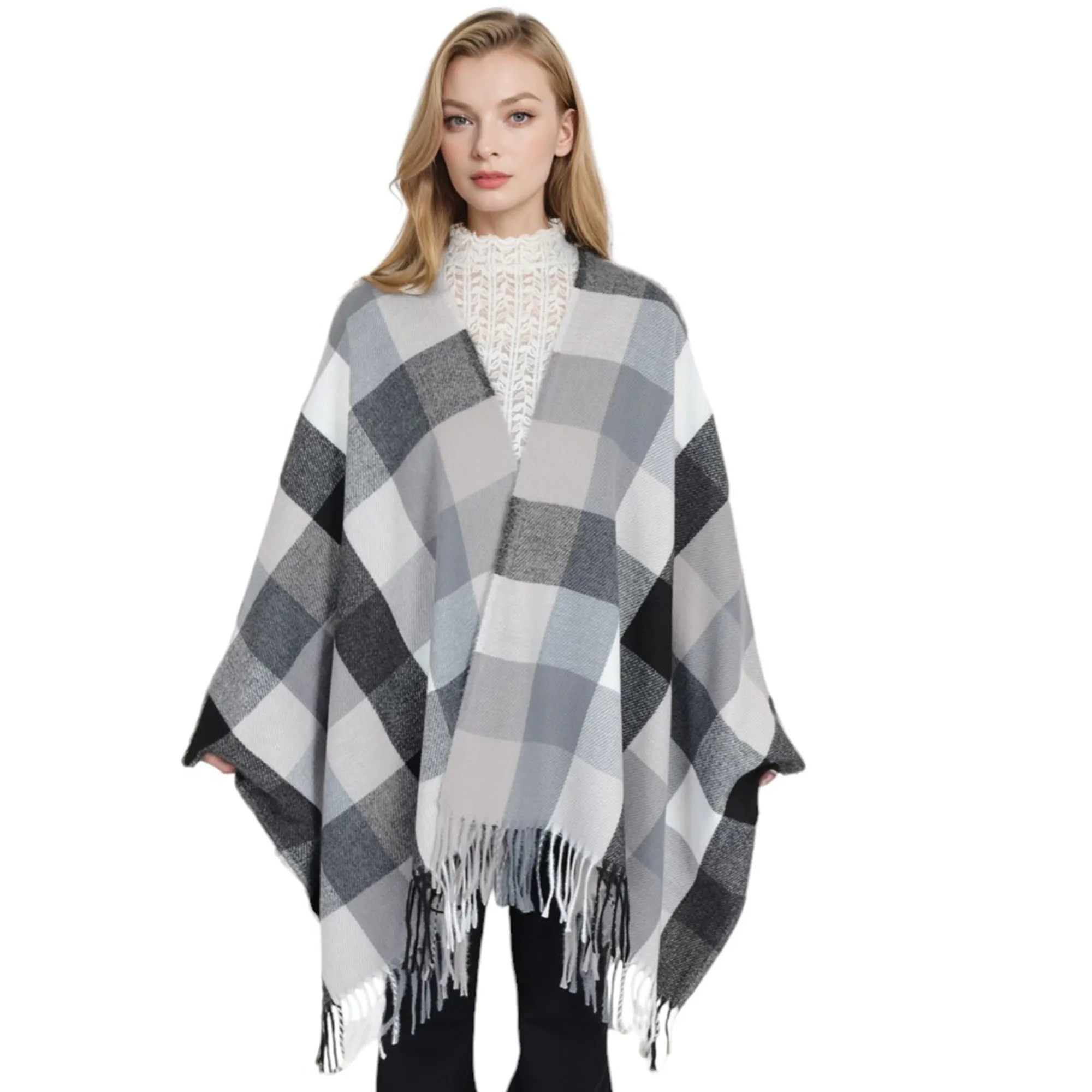 Anna-Kaci Women's Classic Plaid Fringe Scarf Soft Cashmere Feel Winter Checked Wrap Shawls