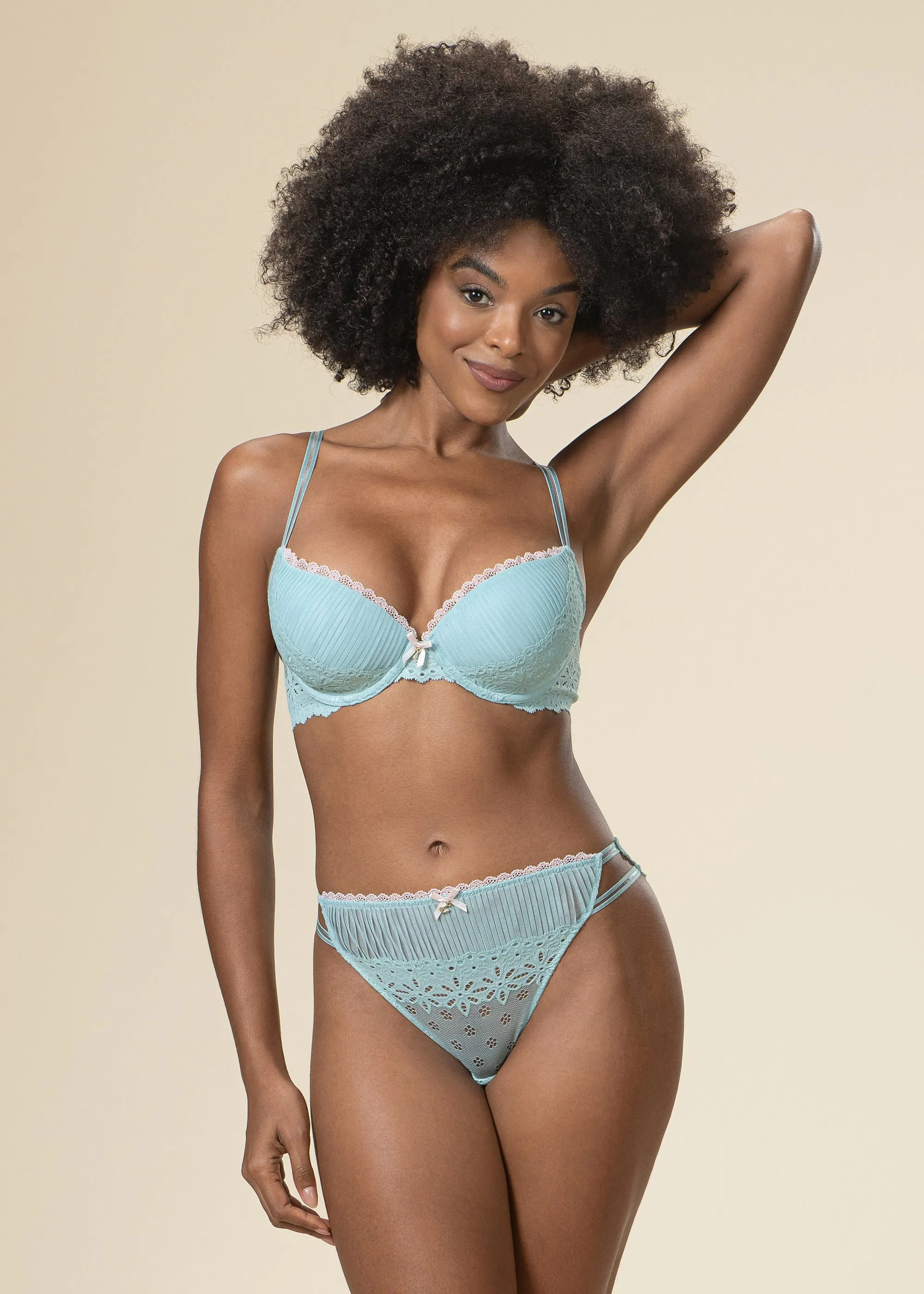 ANNIE Seductive Floral Blue Lace Brief Panties