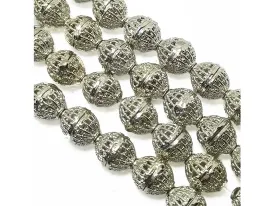 Antique Silver Cylindrical Polished Brass Beads