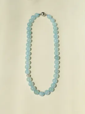 Aquamarine Beaded Necklace with Magnetic Clasp