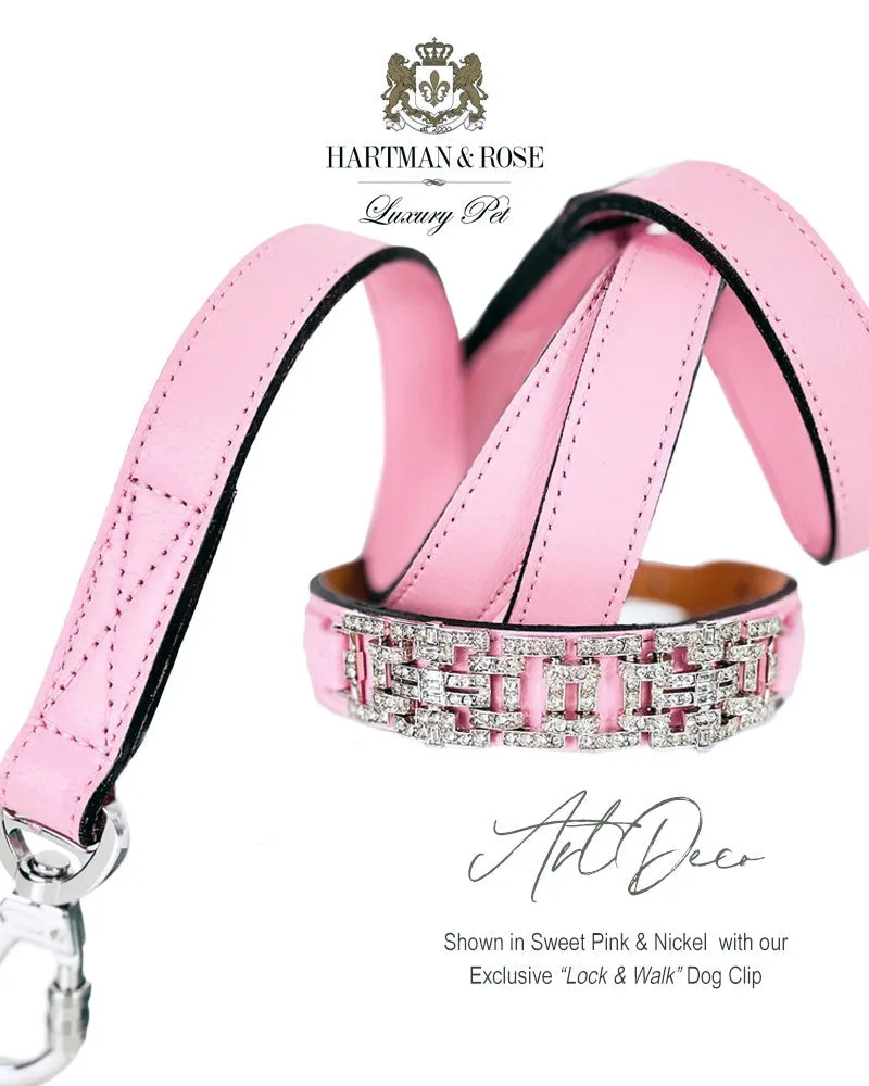 Art Deco Dog Leash in Sweet Pink & Nickel