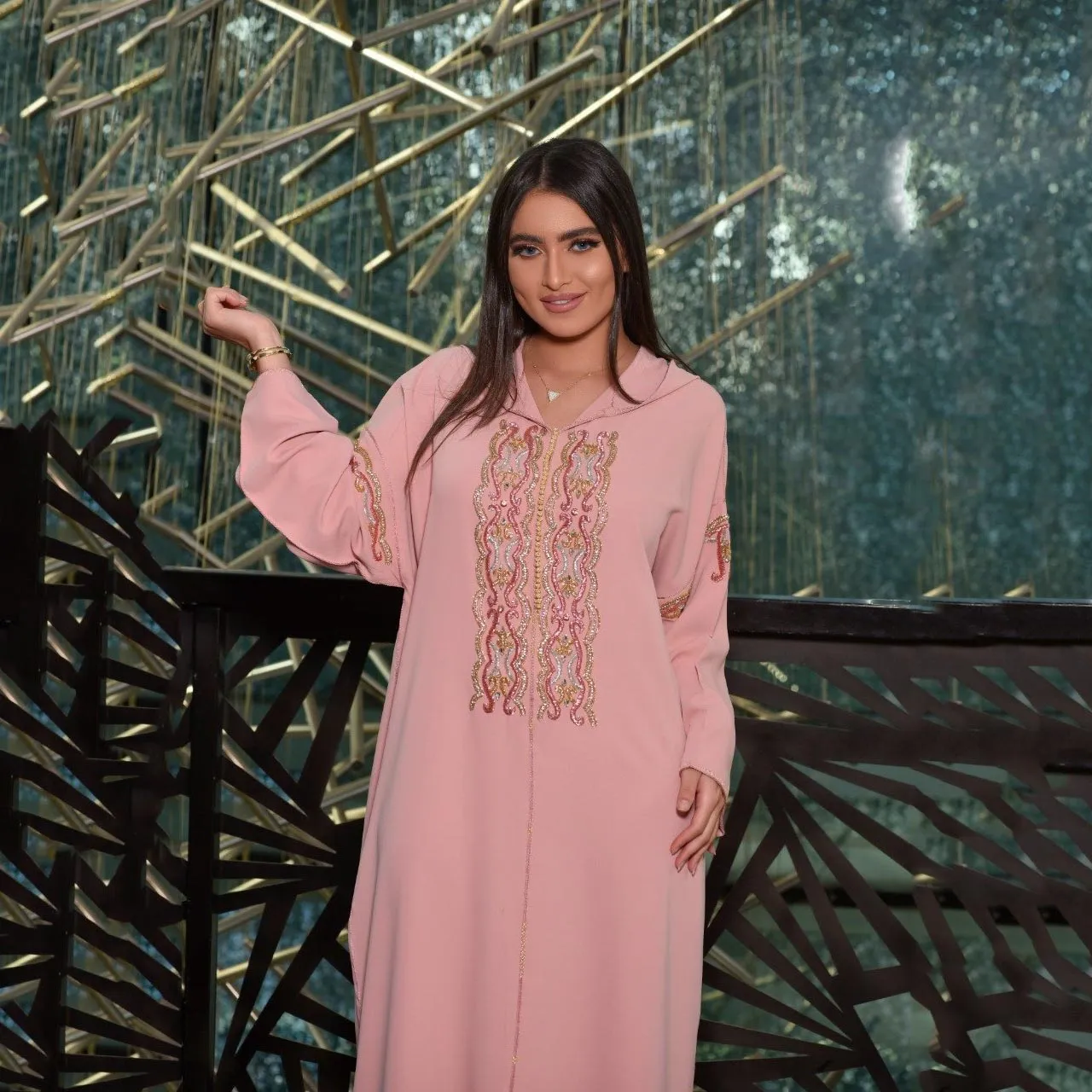 Baby Pink Embroidered Djellaba