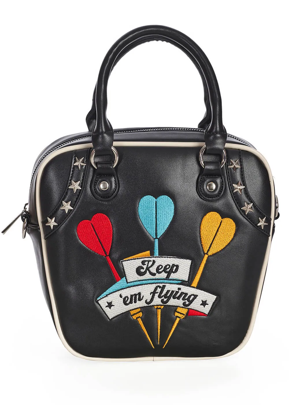 Banned Keep 'em Flying Darts 50's Handbag Black