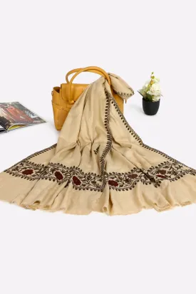 Beige Pashmina Wool Ladies Shawl