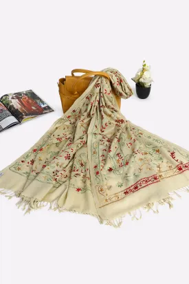 Beige Pashmina Wool Ladies Shawl