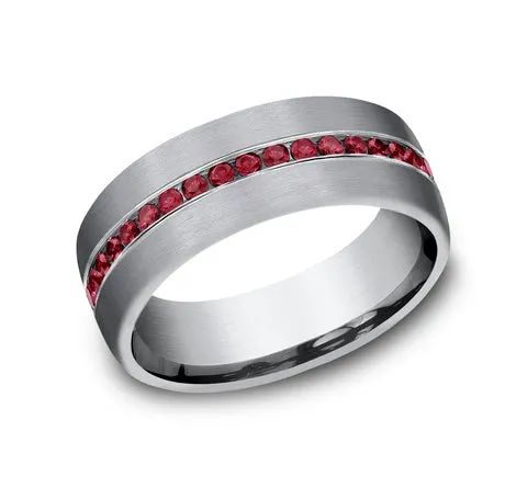 Benchmark Tantalum With Red Ruby Eternity Band - 8mm