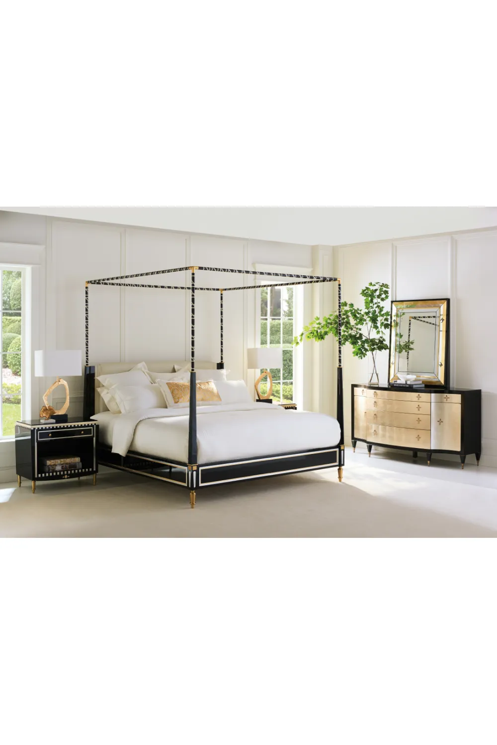 Black Leather Canopy Bed | Caracole The Couturier