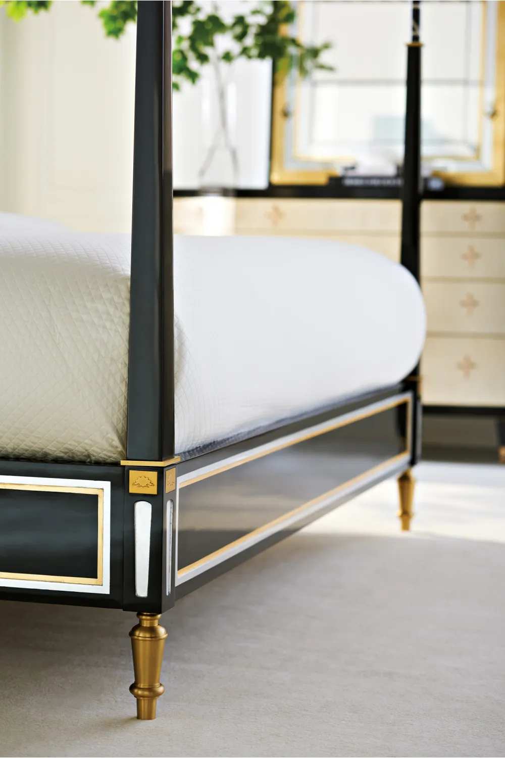 Black Leather Canopy Bed | Caracole The Couturier