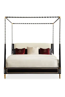 Black Leather Canopy Bed | Caracole The Couturier