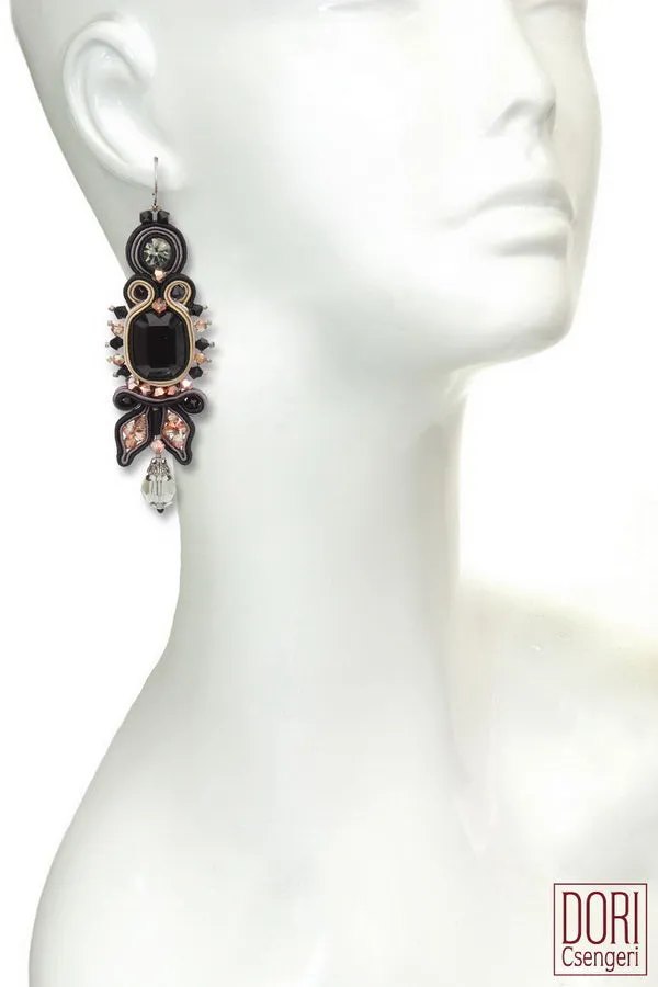 Black Mimosa Party Earrings