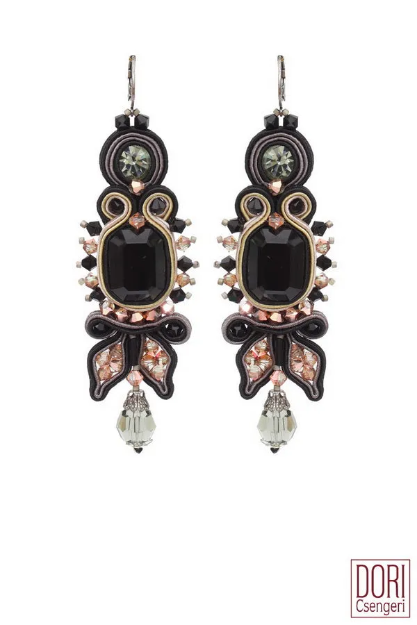 Black Mimosa Party Earrings