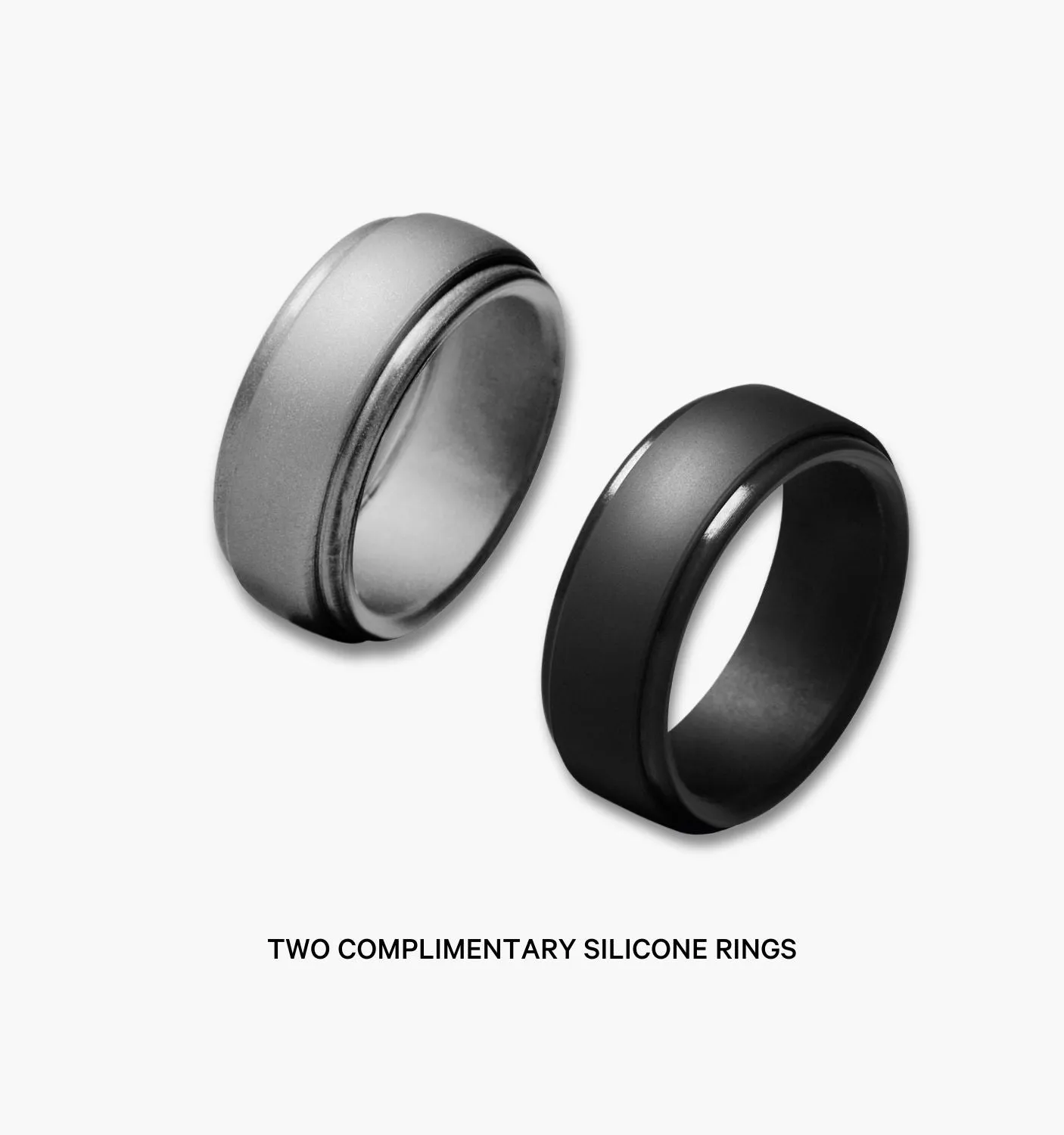 Black with Line and Wood Men's Wedding Ring