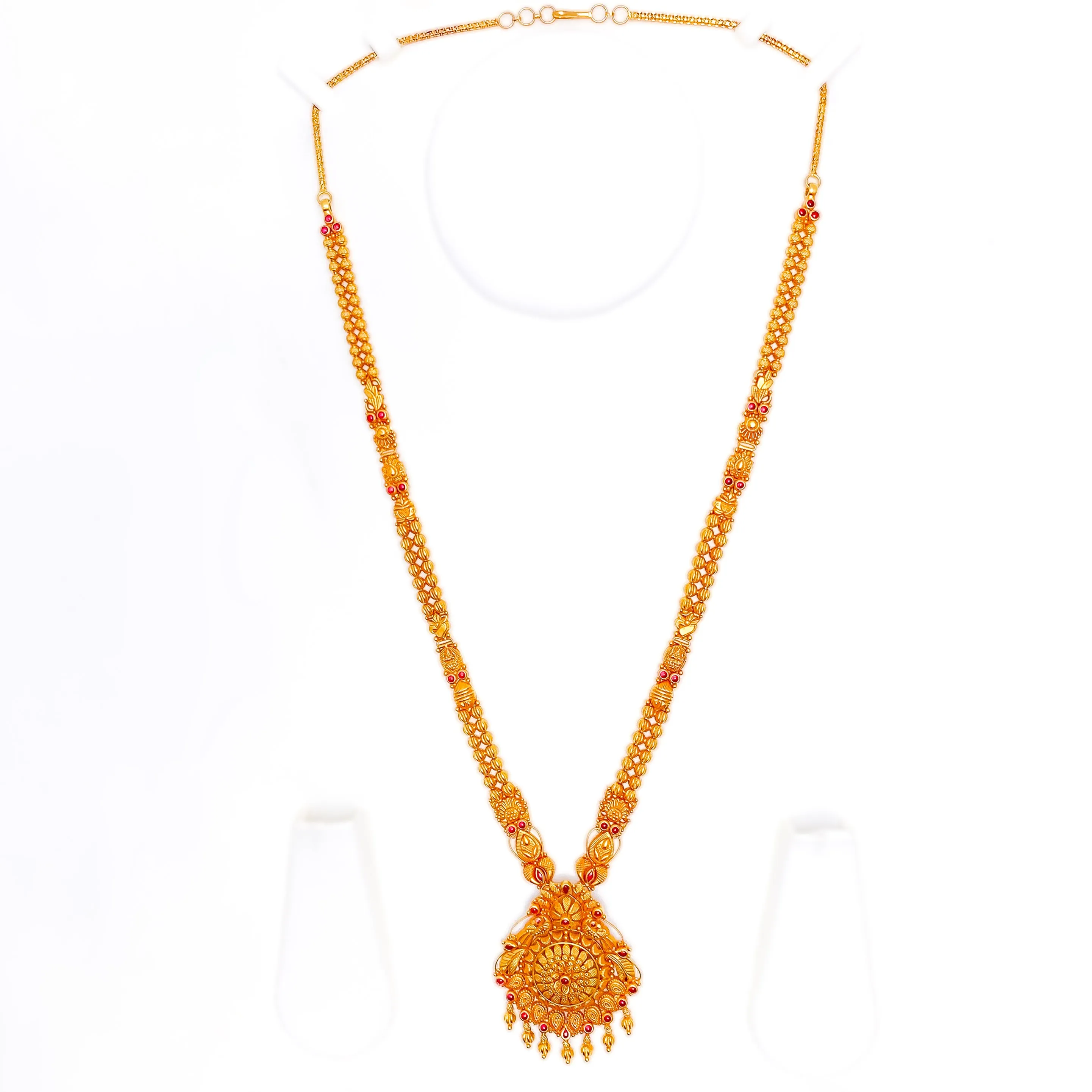 Blooming Domed Flower 22k Gold Antique Long Necklace