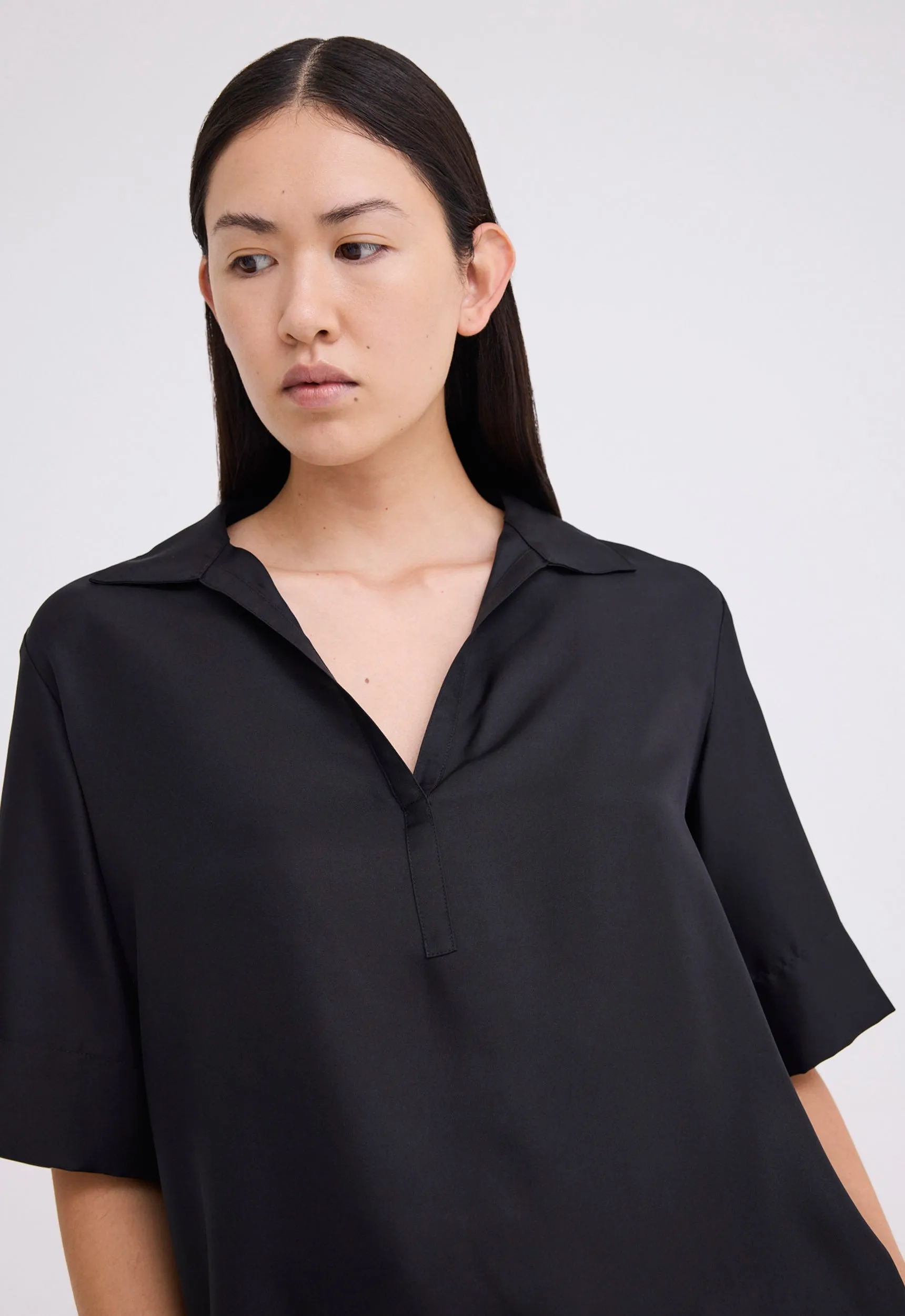 Blume Silk Twill Top - Black