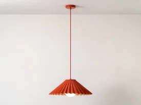 Burnt orange large pleat ceiling pendant