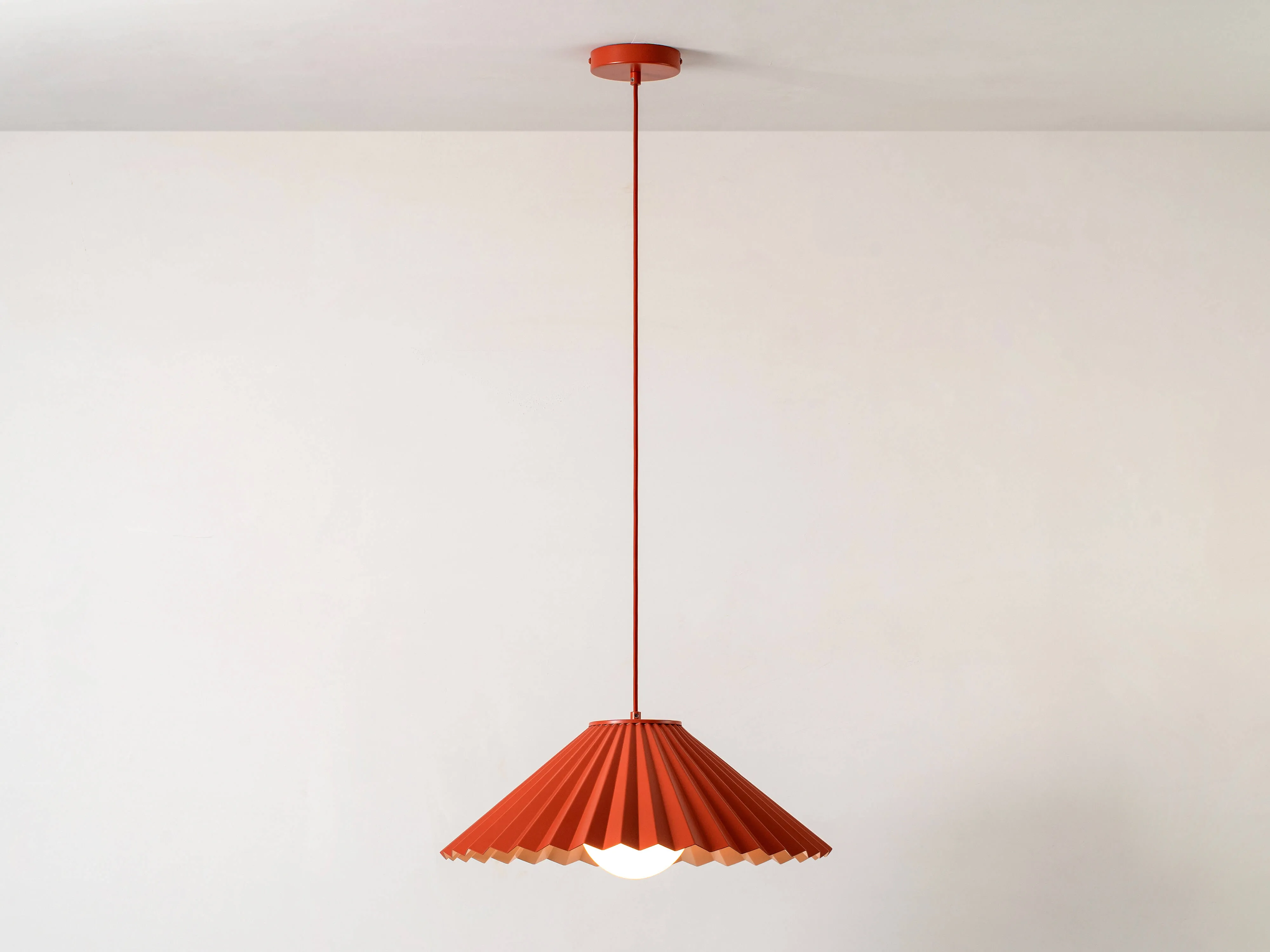 Burnt orange large pleat ceiling pendant