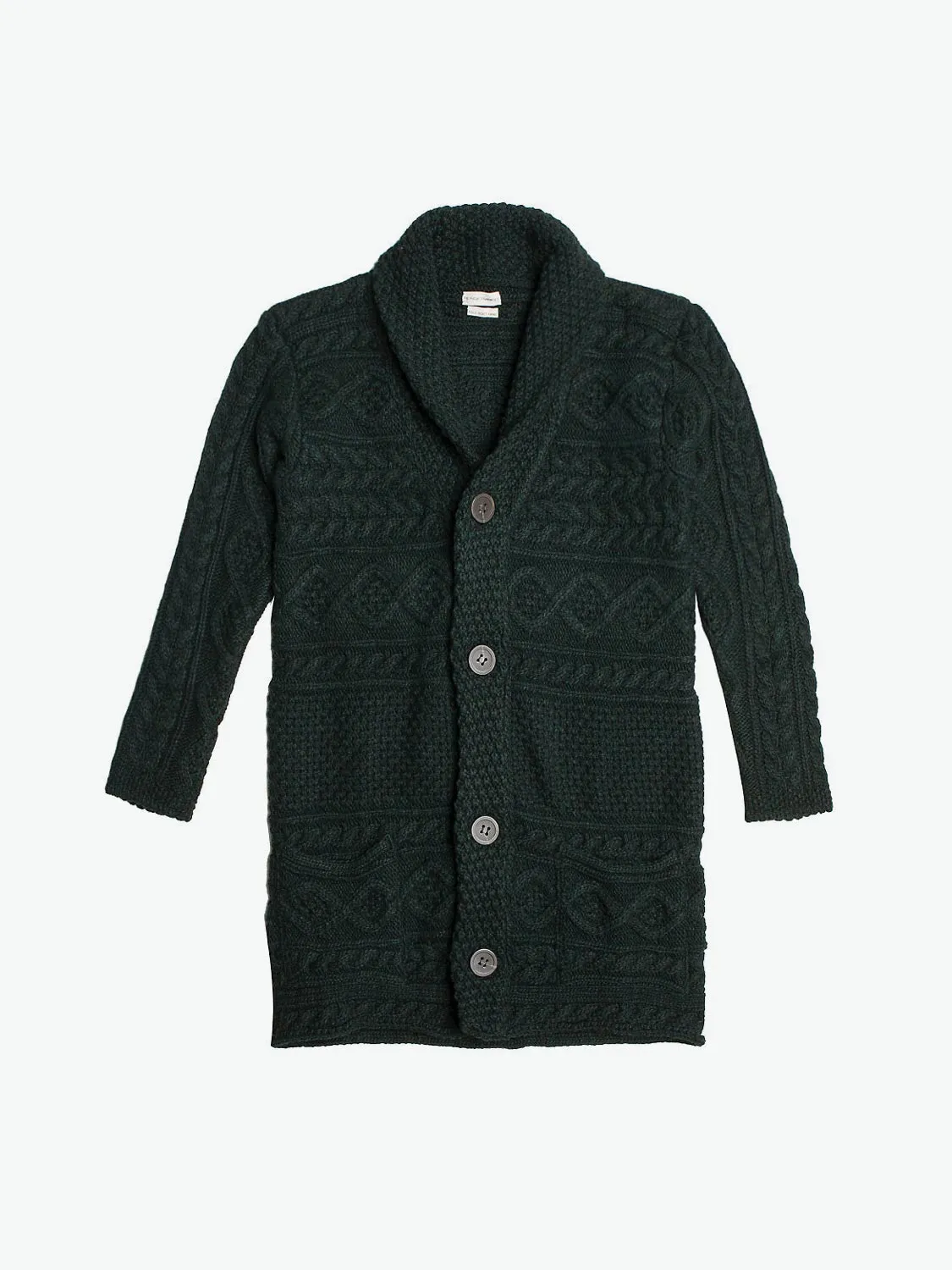 Button Front Shawl Collar Wool Blend Cardigan Forest Green