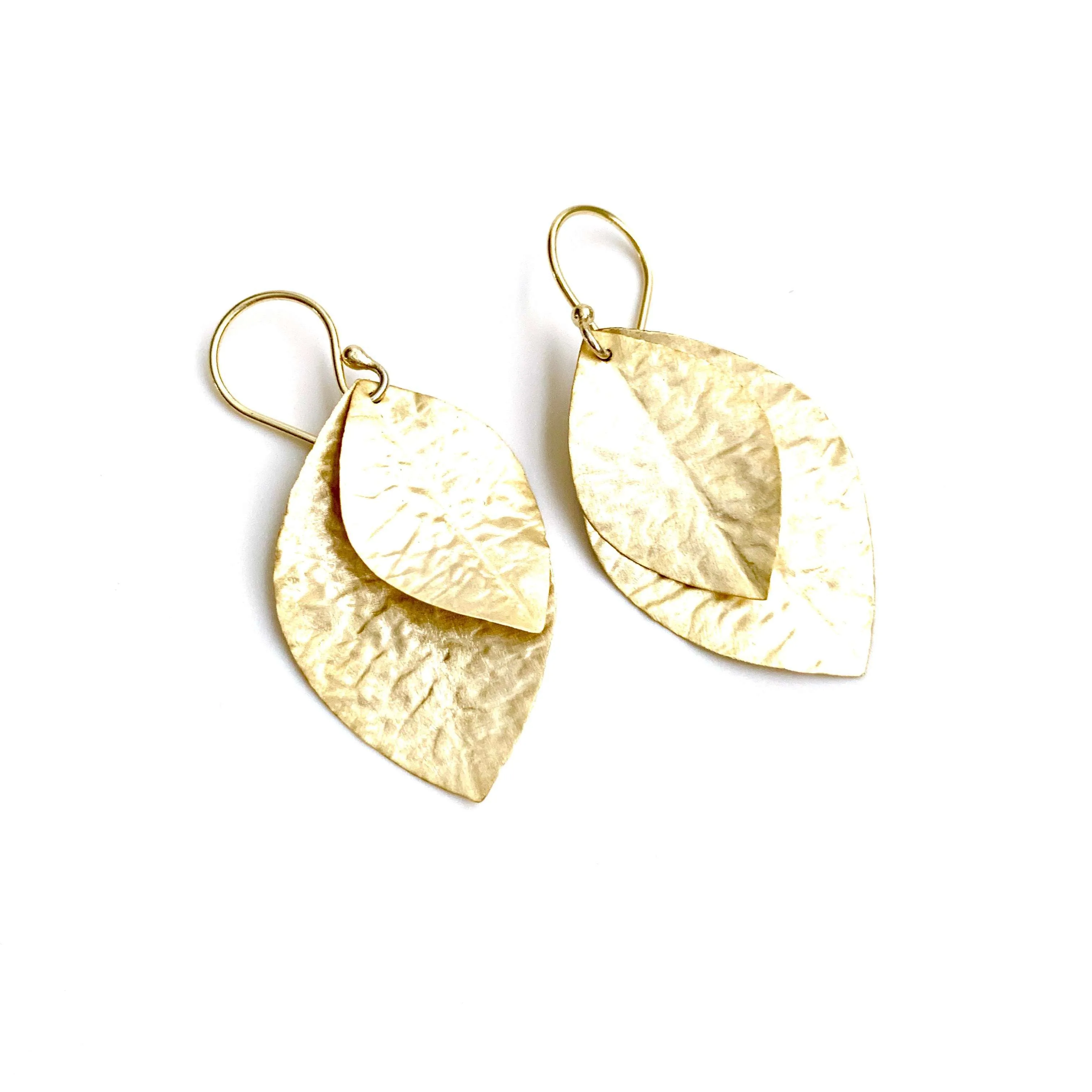 Cabo Double Leaf Earring in Gold Foil