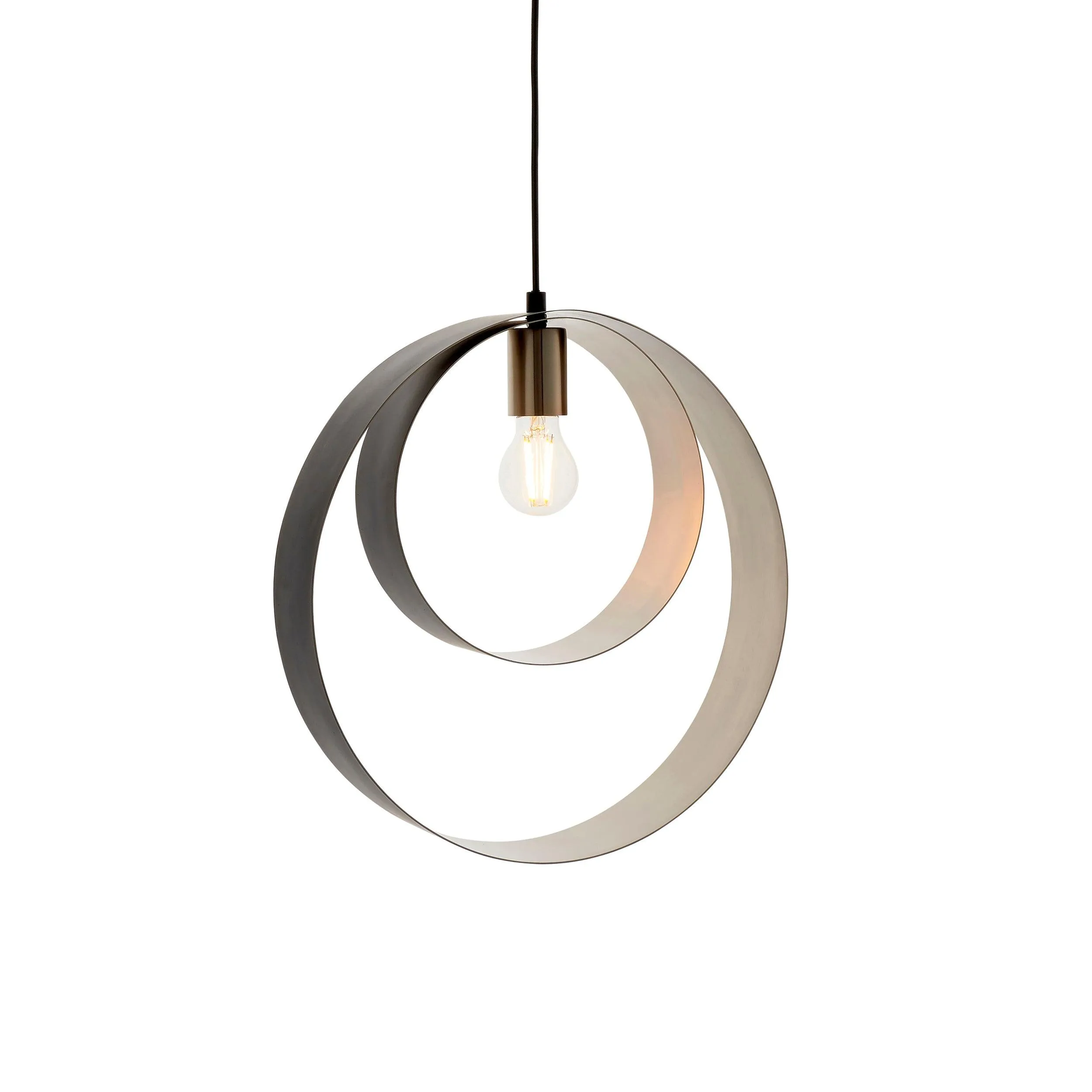 Cal 1 Light Brushed Nickel & Black Pendant Ceiling Light