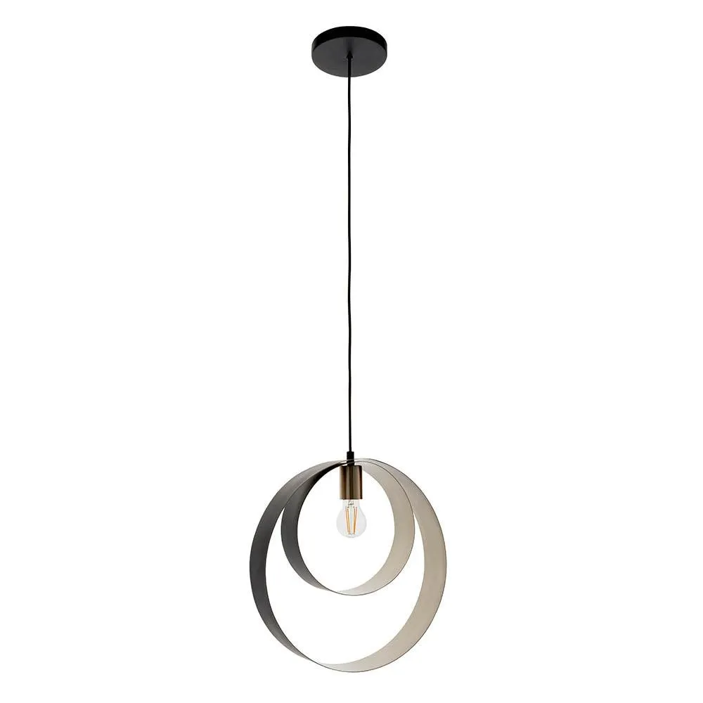 Cal 1 Light Brushed Nickel & Black Pendant Ceiling Light