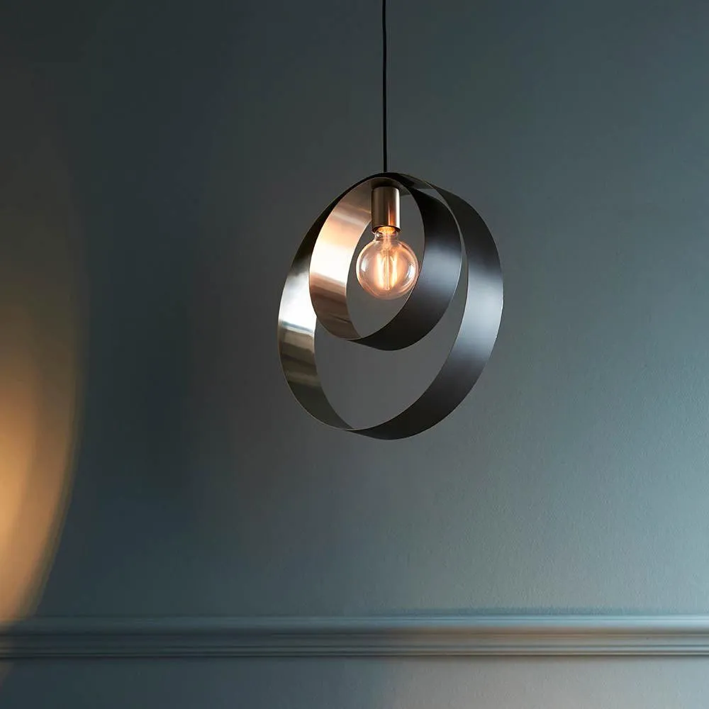 Cal 1 Light Brushed Nickel & Black Pendant Ceiling Light