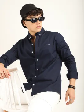 Calista Navy Mandarin Shirt