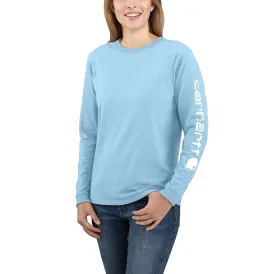 Carhartt Women's Heavyweight Long Sleeve Logo T-Shirt_Powder Blue