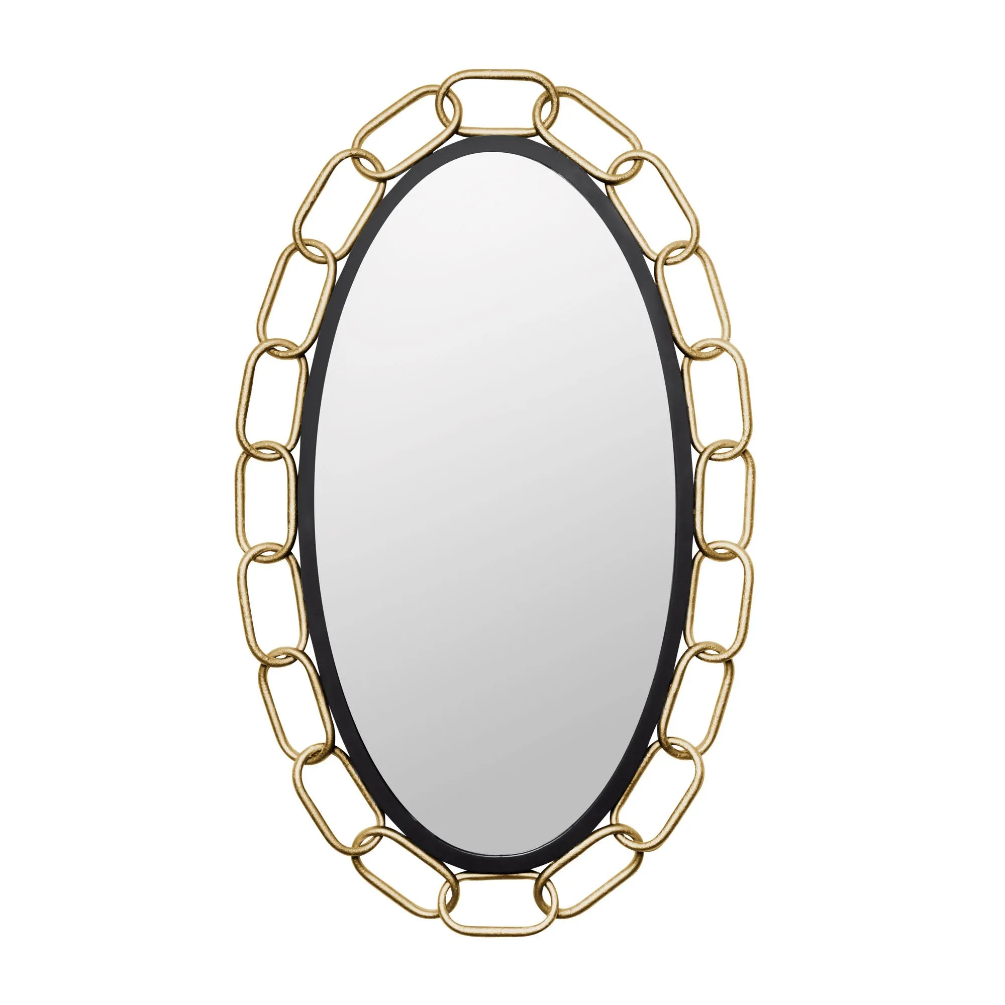 Chains of Love 444MI24MBTG 24-Inch Oval Mirror - Matte Black/Textured Gold