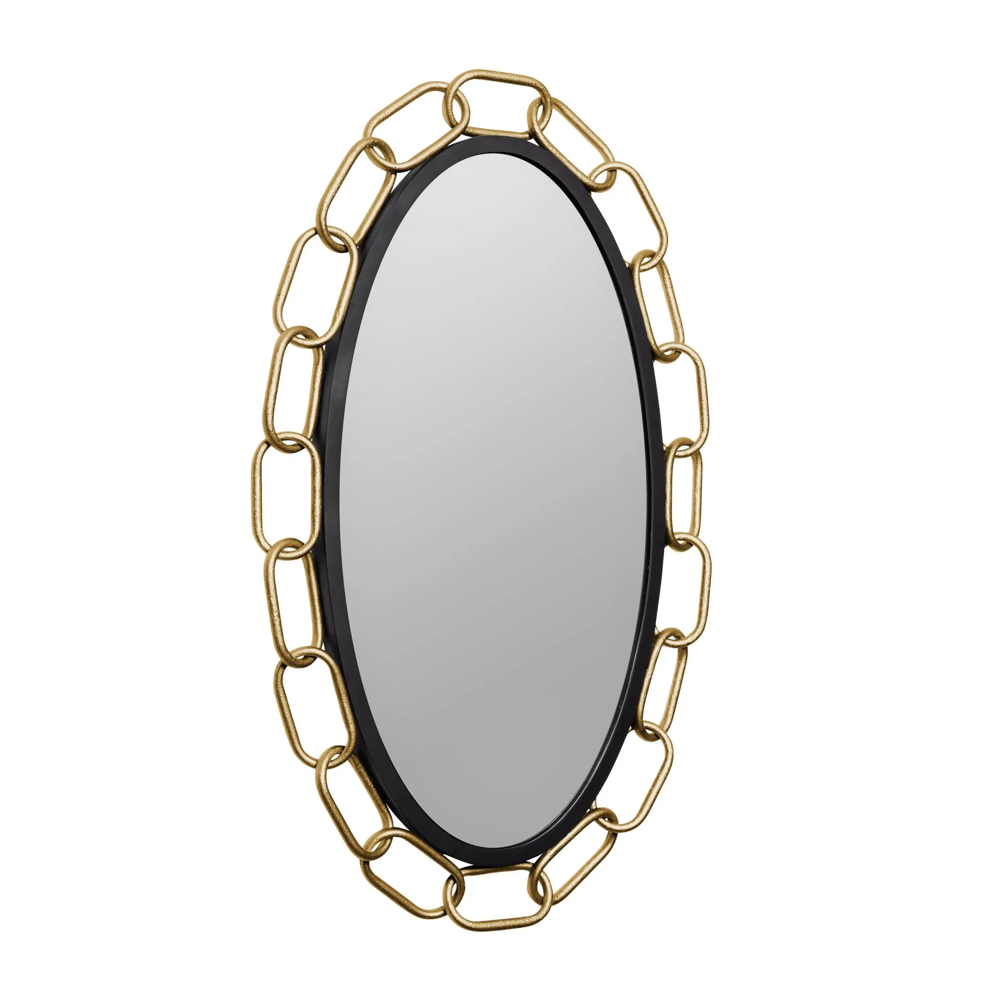 Chains of Love 444MI24MBTG 24-Inch Oval Mirror - Matte Black/Textured Gold