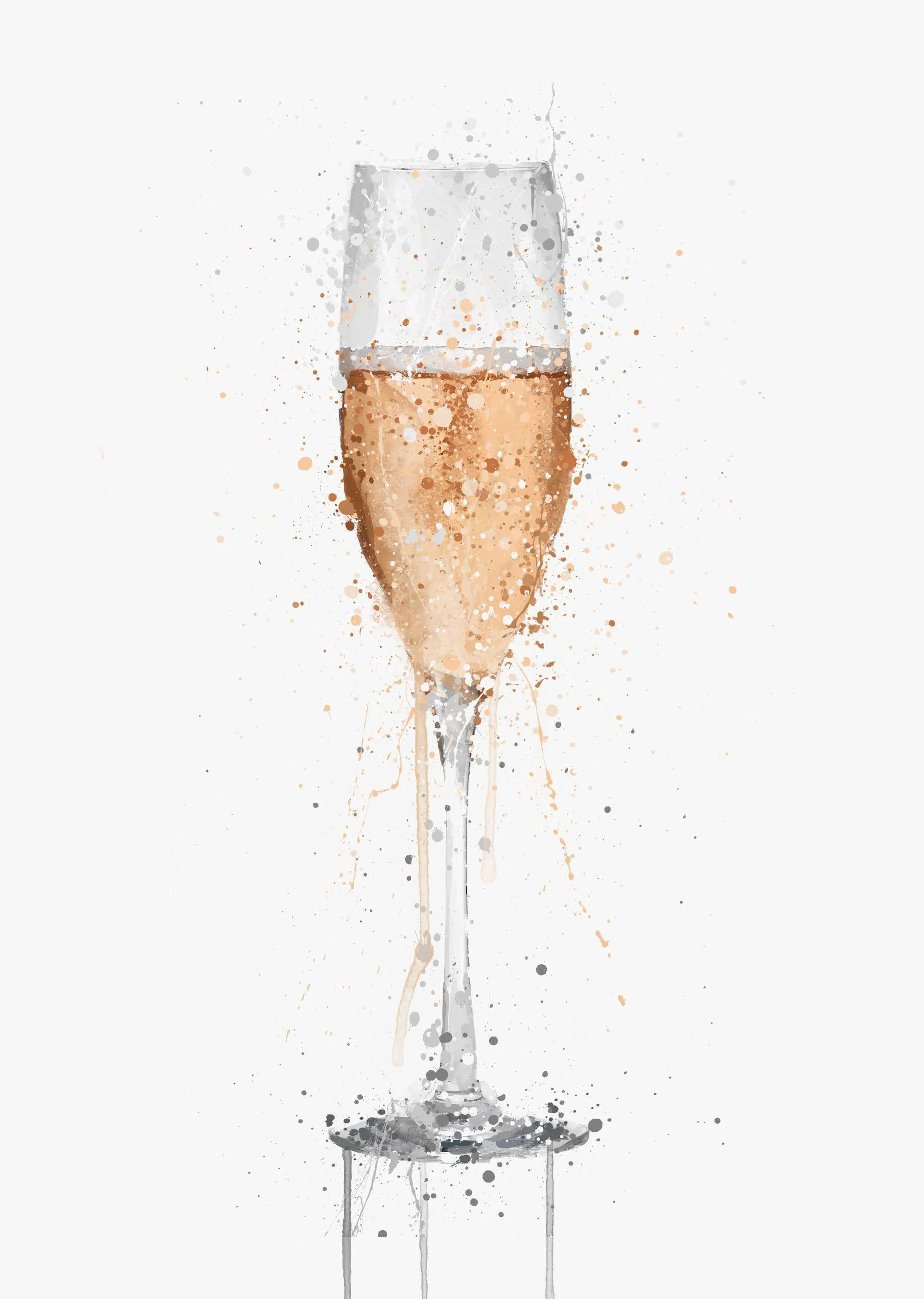 Champagne Flute 'Rose' Wall Art Print