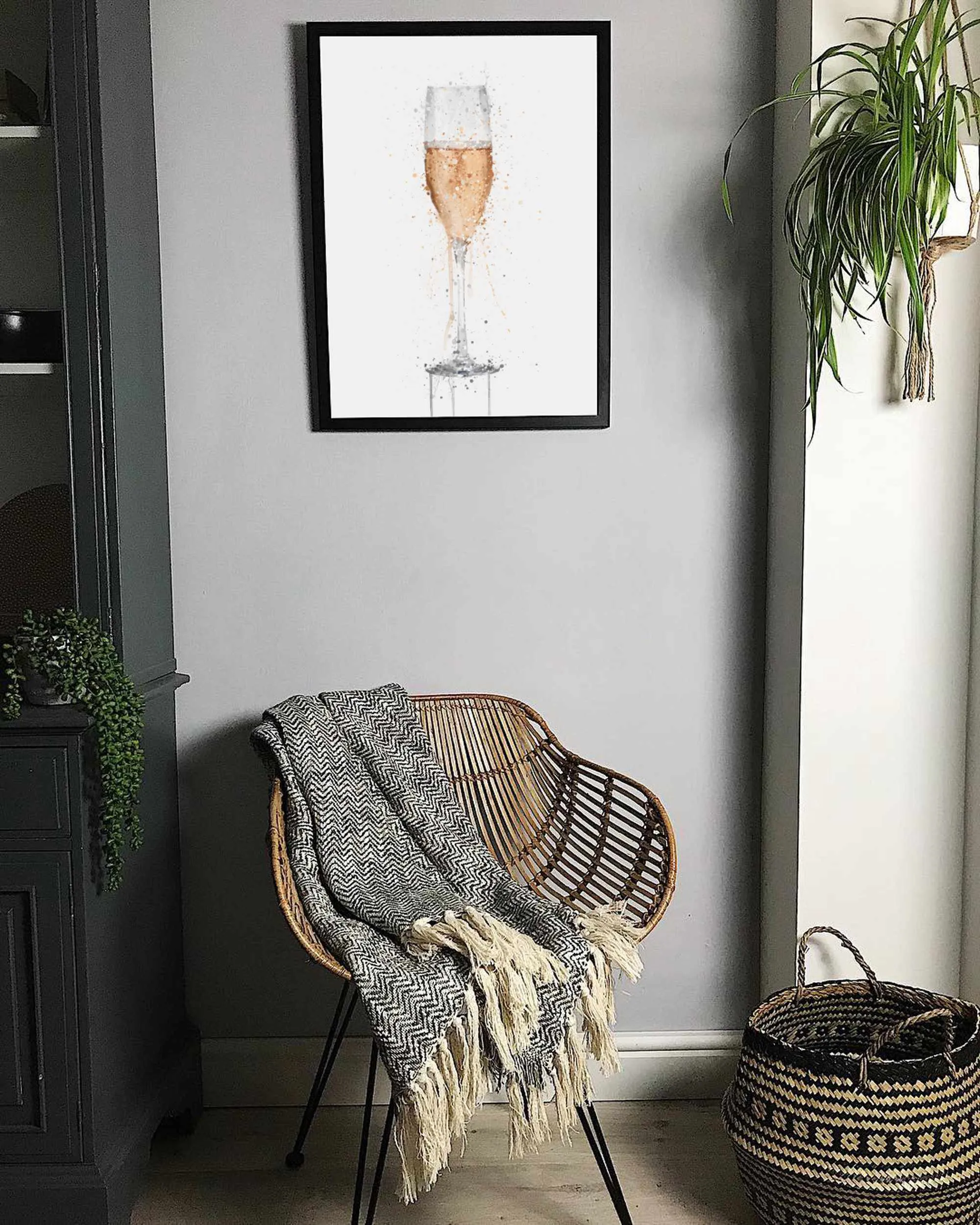 Champagne Flute 'Rose' Wall Art Print