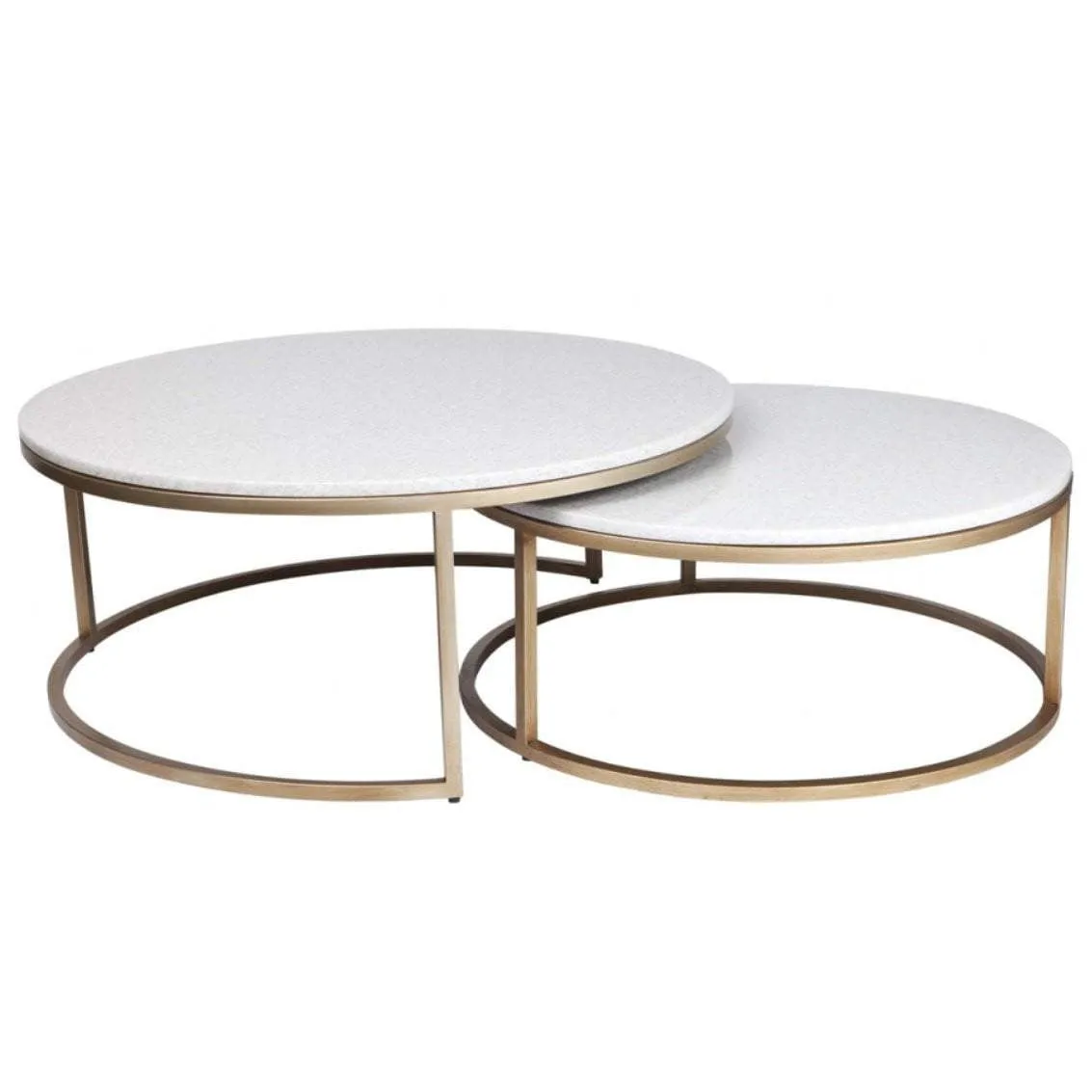 Chloe Stone Nesting Coffee Tables - Antique Gold