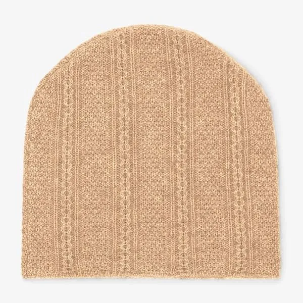 Circle Cable Beanie - Cashmere :: Light Camel