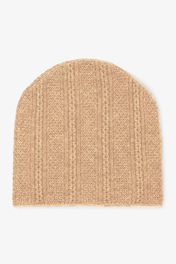 Circle Cable Beanie - Cashmere :: Light Camel